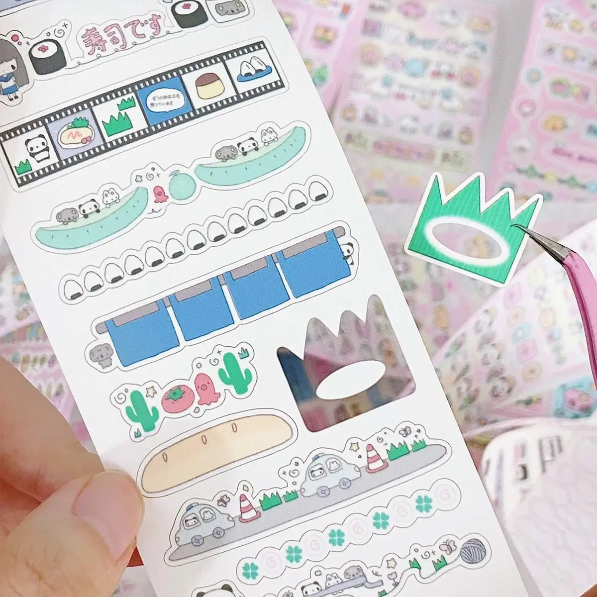 Stickers roll Everything cute graffiti ancient early four-leaf clover ledger stickers