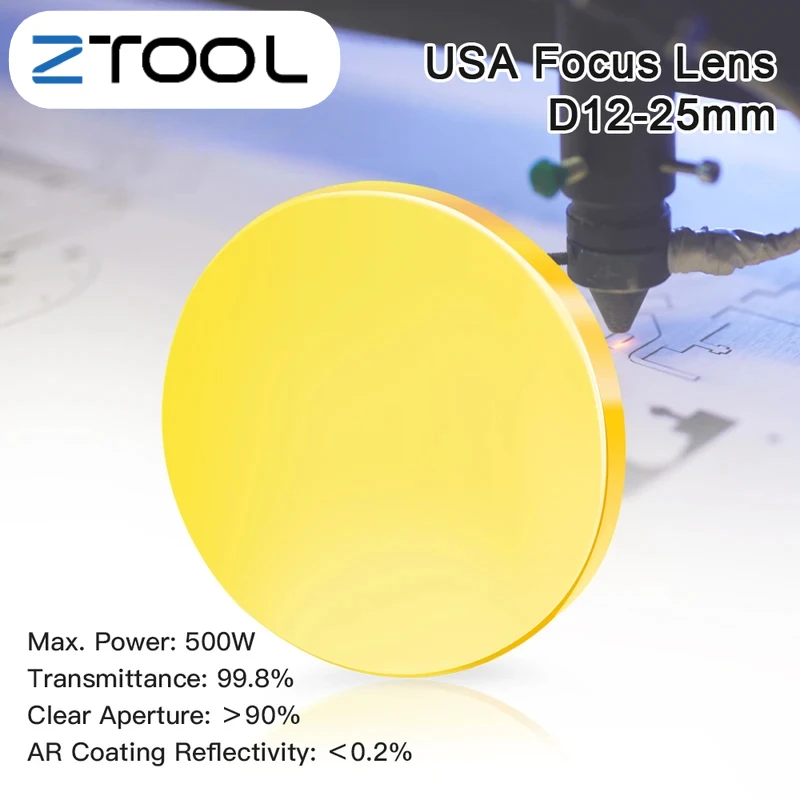 

Focus Lens USA CVD ZnSe Dia 12 15 18 19.05 20 25 FL 38.1 50.8 63.5 76.2 101.6 127mm for CO2 Laser Engraving Cutting Machine