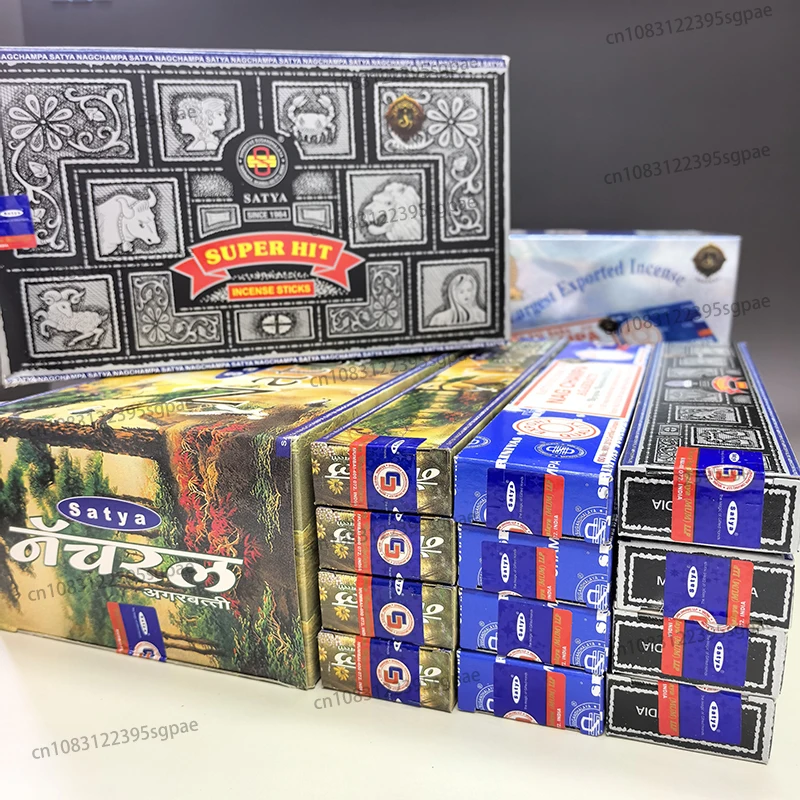 12Boxes Satya Incense Sticks 15g/Box,Home Fragrance Handmade Multiple Mixed Flavors 4Box Super Hit&4Box NATURAL&4Boxes NAGCHAMPA