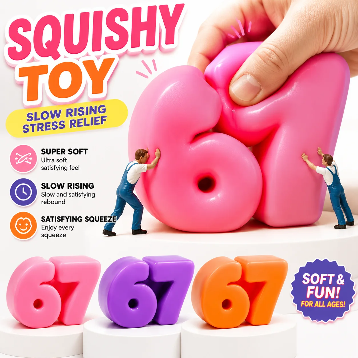 New NeeDoh 67 Sets of TPR Mochi Squishy Fidget Toys Squirrel Squeeze Toys Sensory Toy Decompression Toys Squishies Antiestres