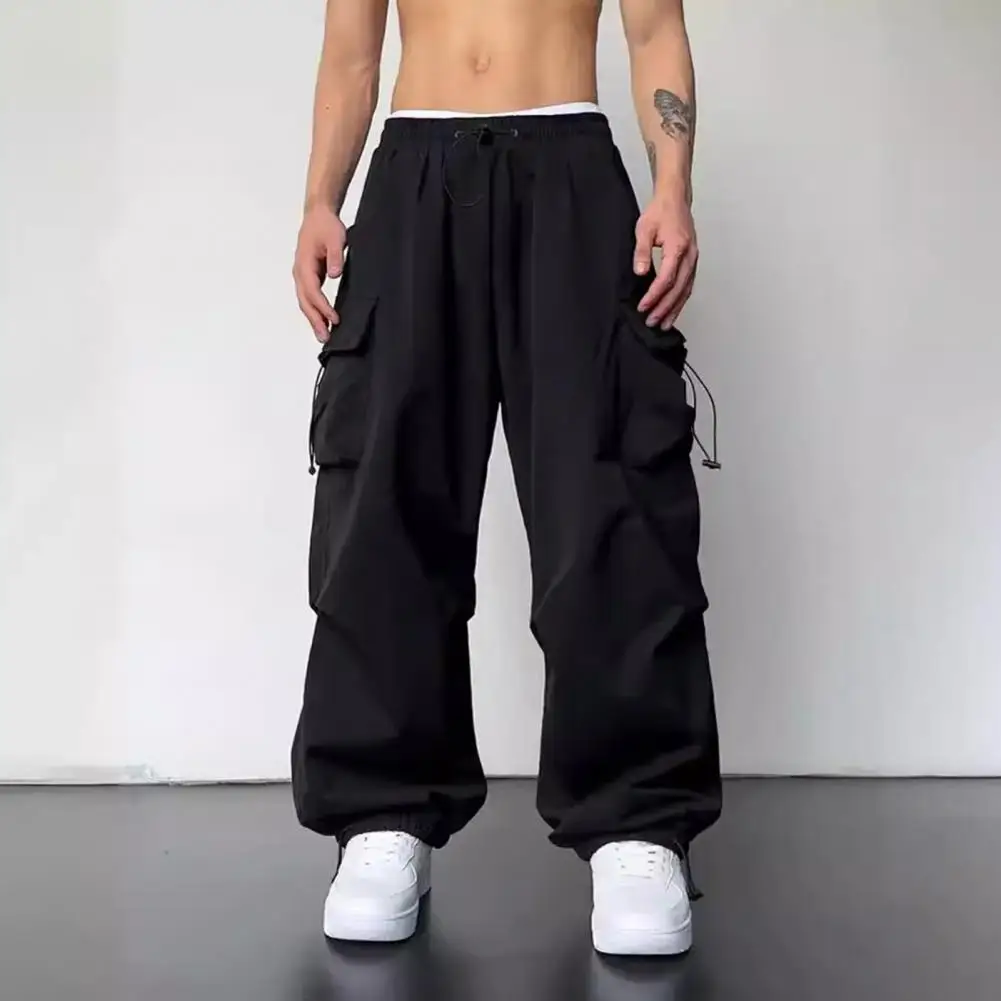 

Stylish Baggy Pants for Men Stylish Men's Cargo Pants with Multiple Pockets Elastic Waist Loose Fit for Streetwear for Men