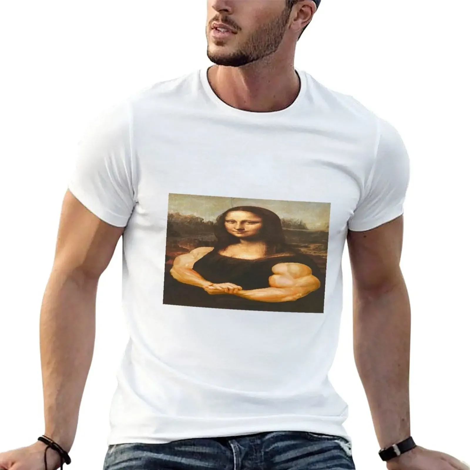 New Mona Lisa With Strong Arms T-Shirt Short sleeve graphics t shirt quick drying shirt mens t shirt