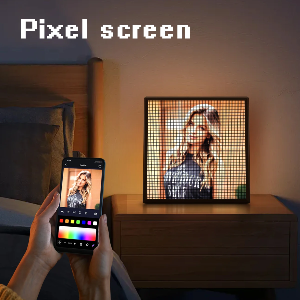 APP Control Pixel RGB LED Display Screen Matrix DIY Animation Cartoon Digital Picture Panel Night Lighs For Room Wall Desk Decor