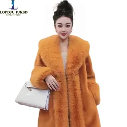 Long manteau en fausse fourrure pour femmes, col rabattu, veste en peluche chaude et épaisse, de haute qualité, vêtements pour femmes, nouveau, hiver