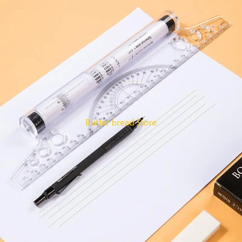 W89C Multifunctional Parallel Ruler with Trigonometric Function Table Formulas for Artist Designer Student Architect Engineer