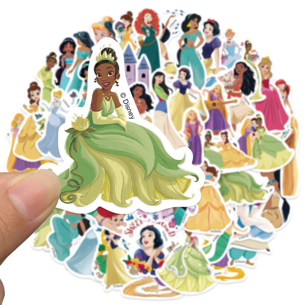 50pcs Disney Mix Cartoon Princess Graffiti Stickers Cute Snow White Aurora Decals for Skateboard Phone Helmet Anime Sticker Gift view 4