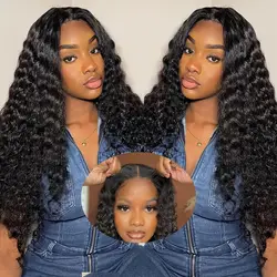 Water Wave Wear And Go Glueless Wig Pre-Cut HD Lace Wig 180% Pre-Plucked Natural Wave Glueless Curly Human Hair Wigs For Women