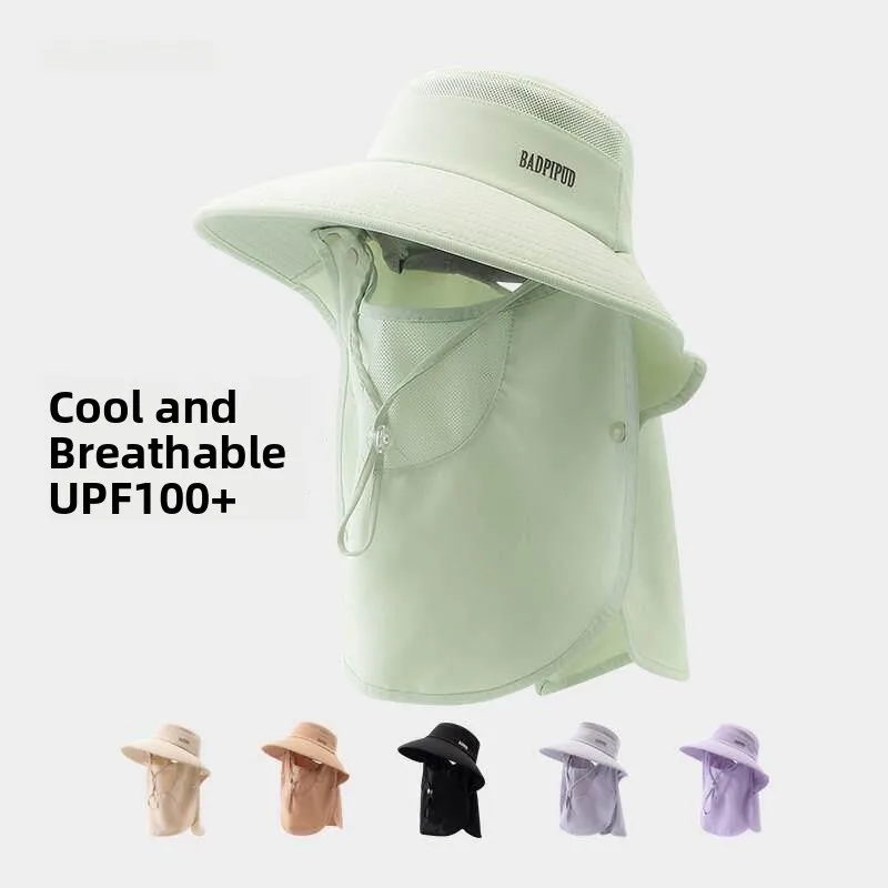 Summer Children's Desert Sandproof Sunscreen Integrated Full Face Neck Protector Hat Adjustable round Top UV Protection Hat