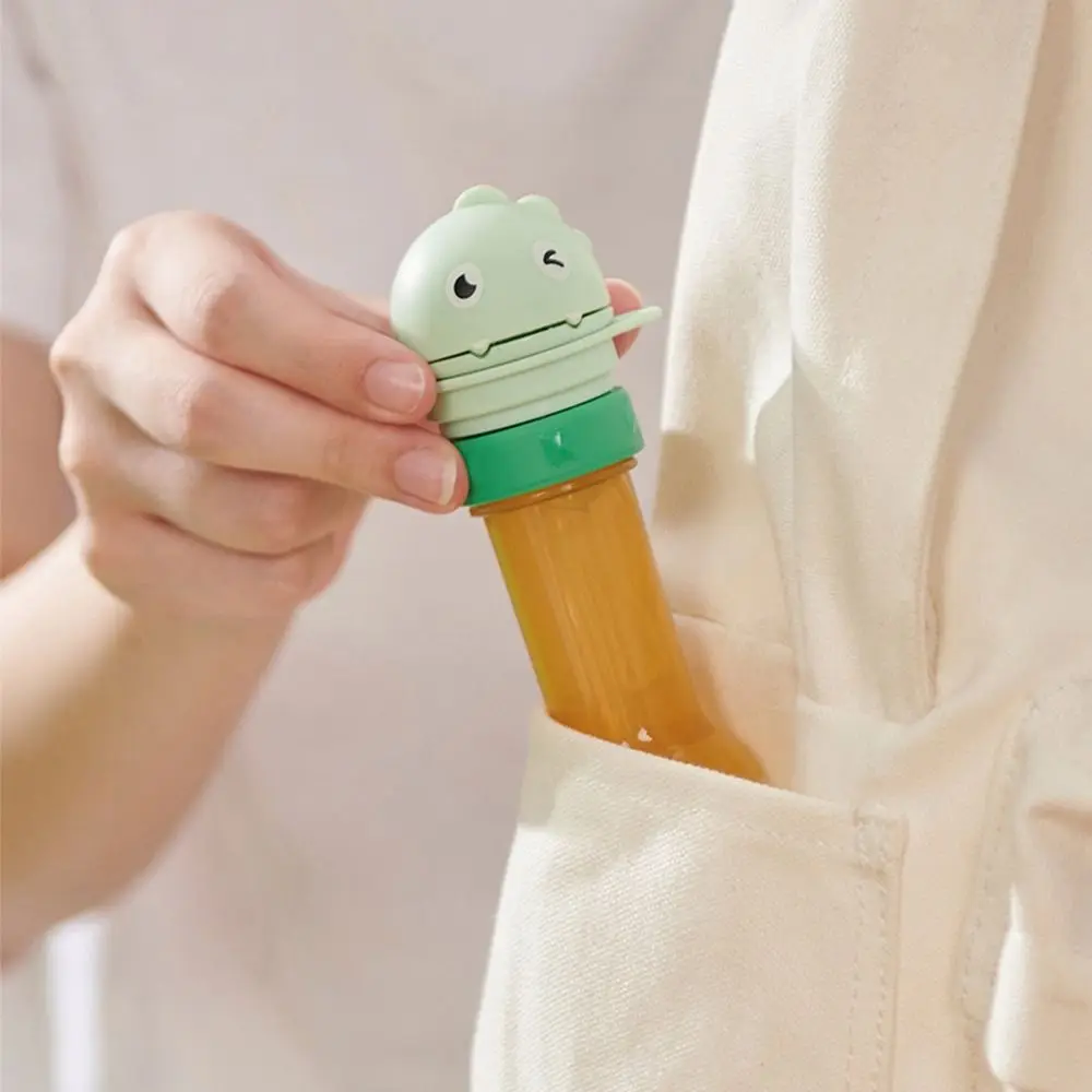 Cartoon Dinosaur Baby Water Bottle Cap Silicone Straw Twist Cover Cap Bottle Replacement Lid Straw Lid 2 in1 Feeding Drinkware