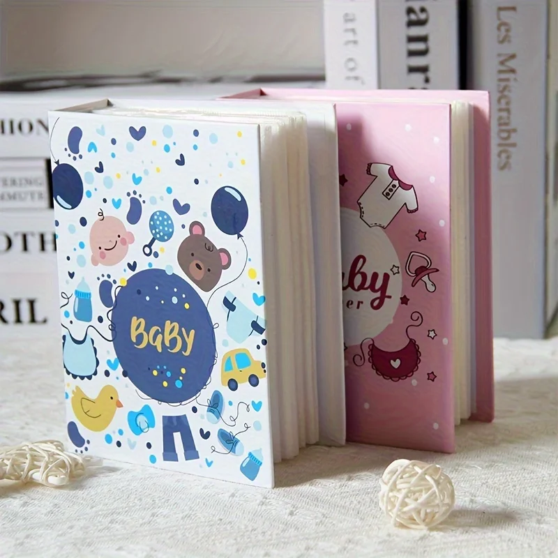 Straight-Shaped Paper Photo Album for 100 Photos, 6-Inch, Baby Shower Keepsake