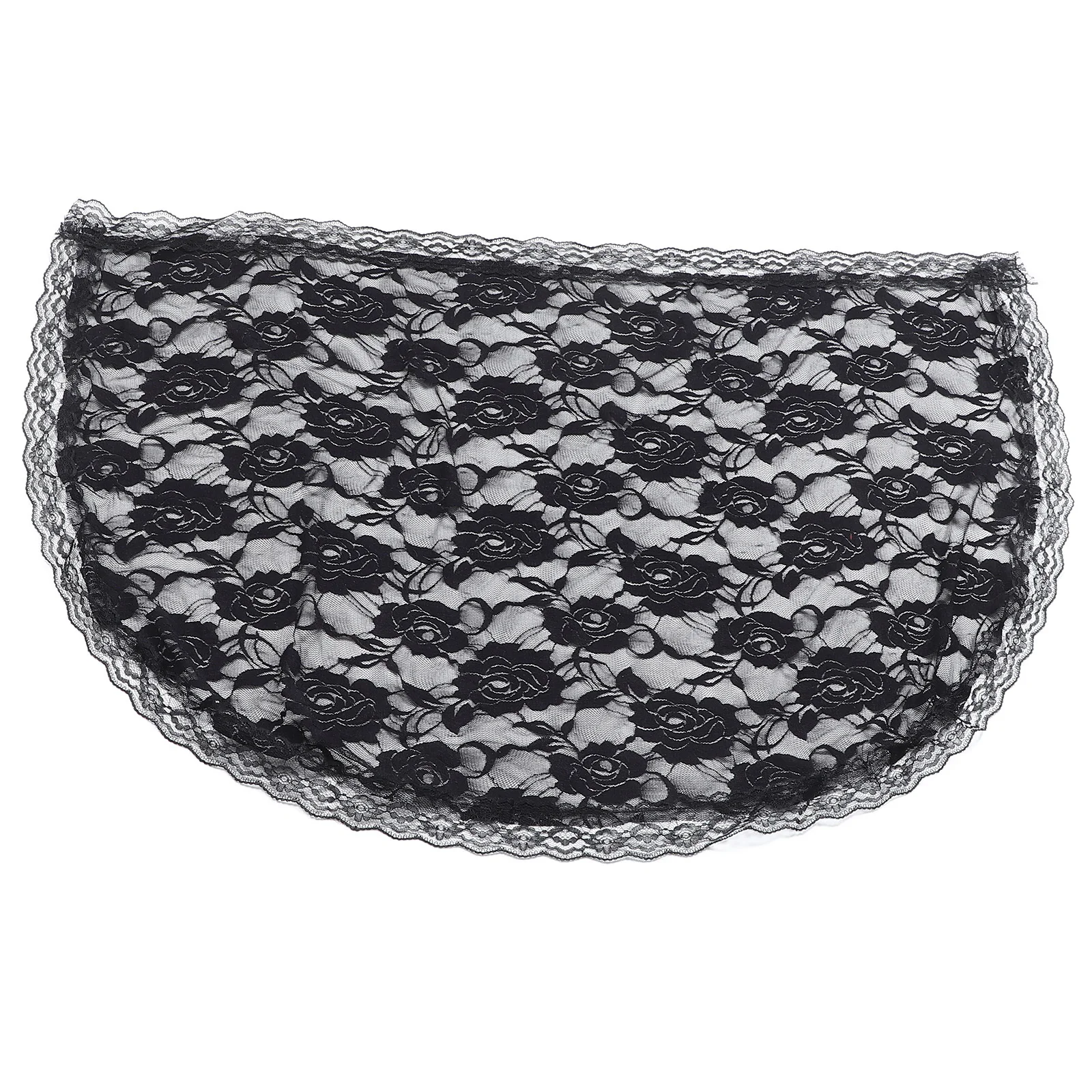 

Black Lace Mantilla Veil Short Elegant Floral Lace Bridal Veil Church Head Covering Wedding Accessory Head Covering for Church