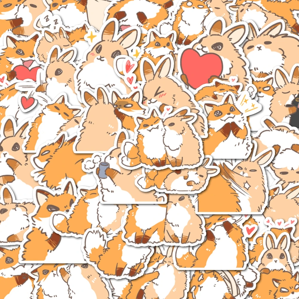 40 stücke Paar Fuchs Kaninchen Aufkleber können verwendet werden, um Party-Desktops, Handy hüllen, Wasser becher, Wände usw. zu dekorieren. Party geschenke