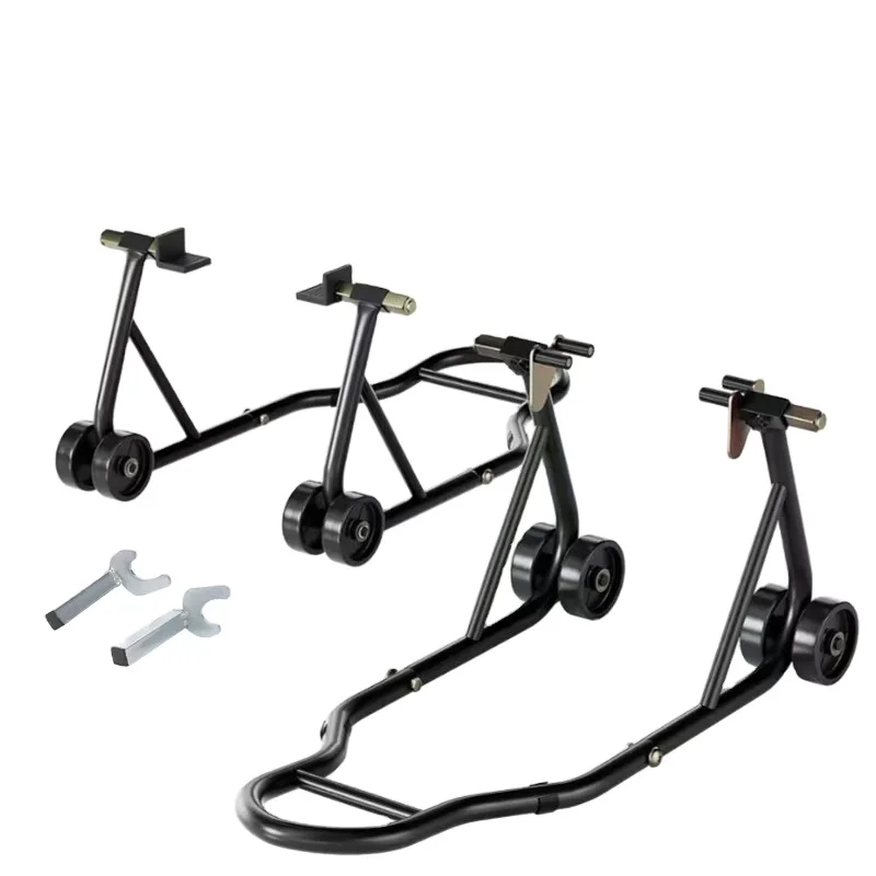 Red Heavy Duty Steel Adjustable Steel Front & Rear Paddock Motorbike Motorcycle Stand with Wheels