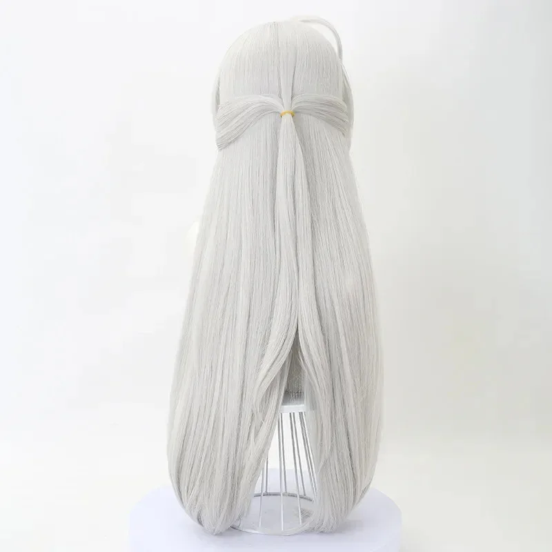 CyGame Wuthering موجات كارلوتا مونتيلي شعر مستعار تأثيري رمادي أبيض طويل الشعر مقاومة للحرارة الاصطناعية هالوين حفلة النساء فتاة Pr