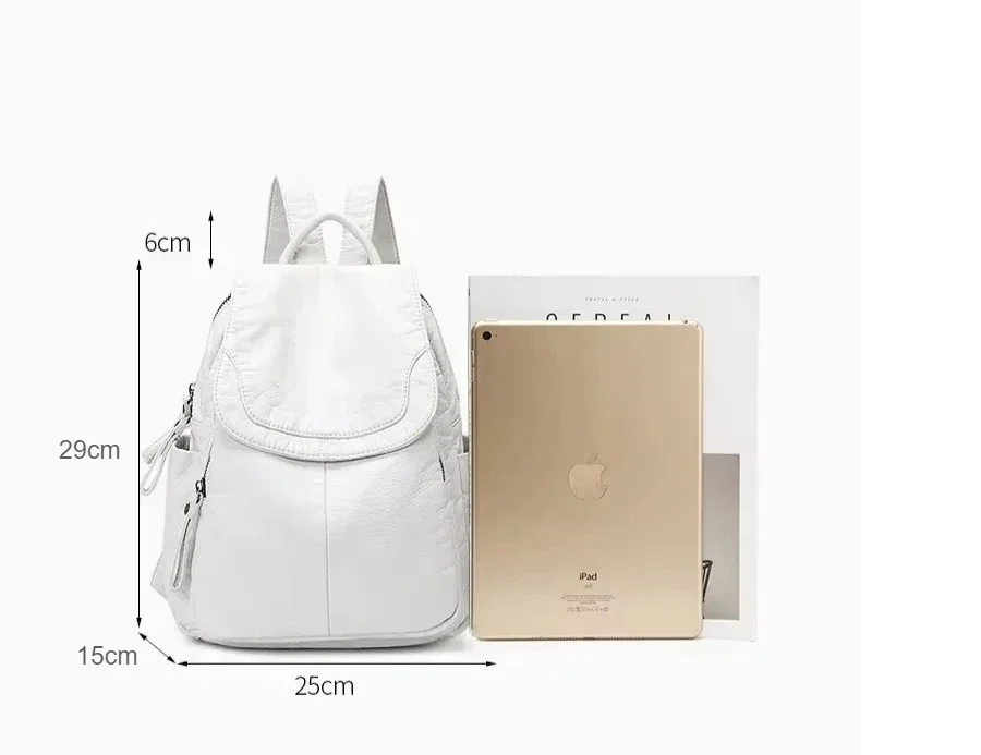 2026 Vintage-Rucksack aus gewaschenem Leder für Teenager-Mädchen, kleine Schultasche, lässiger Tagesrucksack, geräumiger, kompakter Reiserucksack – Detail 12