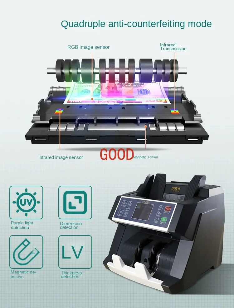 Foreign currency counting machine, mixed counting total amount, currency verification machine