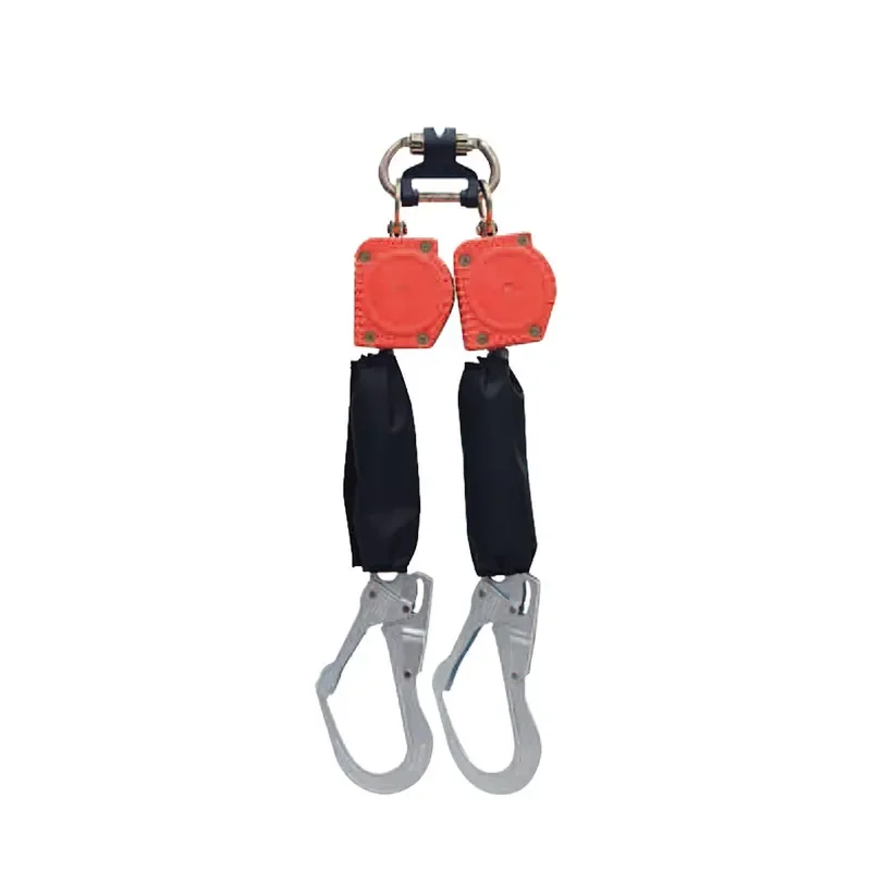 Self Retractable 1.8m Personal Fall Limiter Twin-Link Connector Mini Webbing Twin-Leg Aluminum Swivel Carabiners Twin-Link