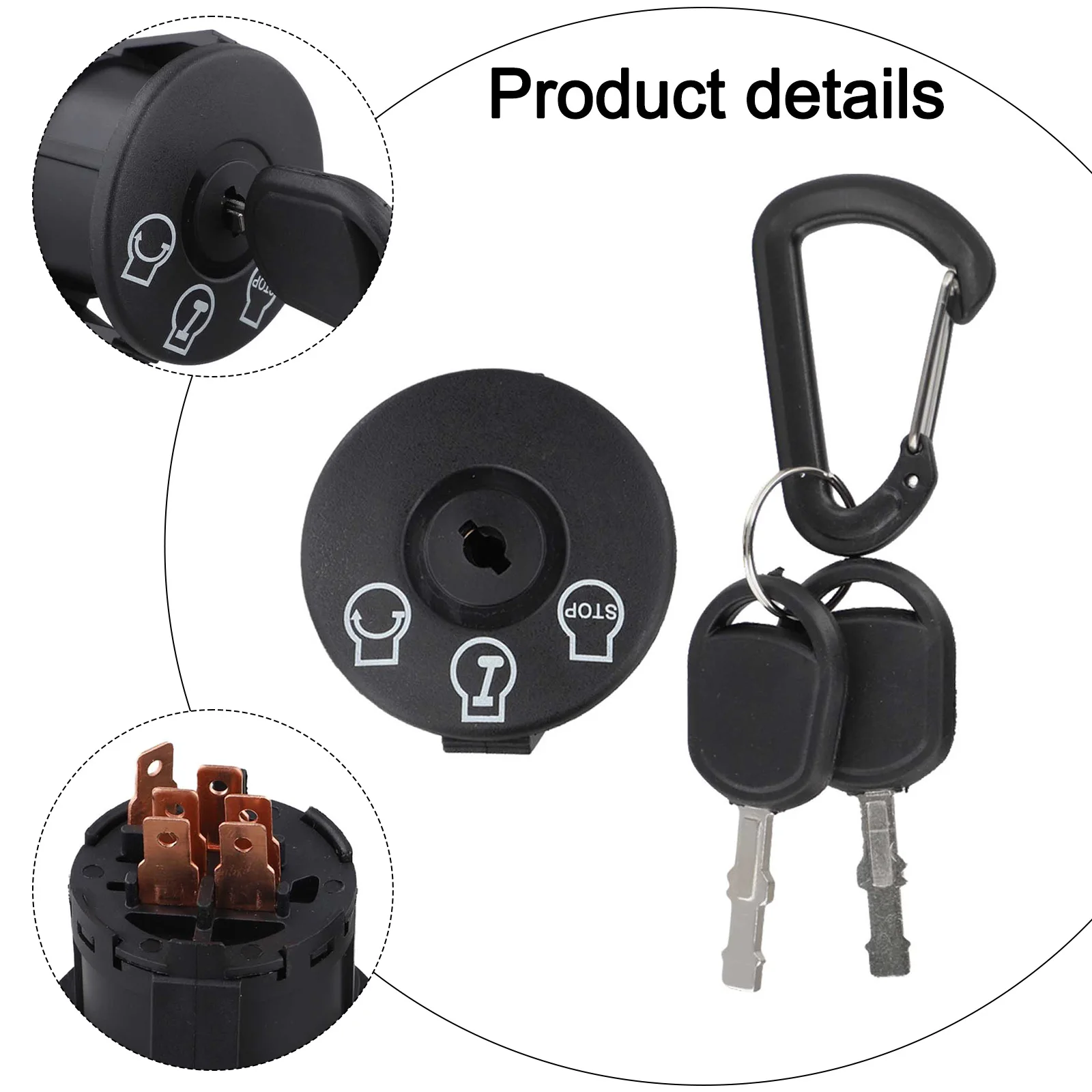 6*6*6CM 6 Pins 3 Position Ignition Switch Key Switch Reliable 6-pin Connection Compatible With Multiple Models