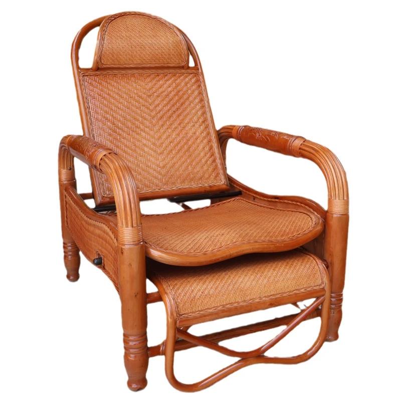 rattan beach chair, can sit and lie down, can adjust gears, comfortable rattan chair in the elderly's living room