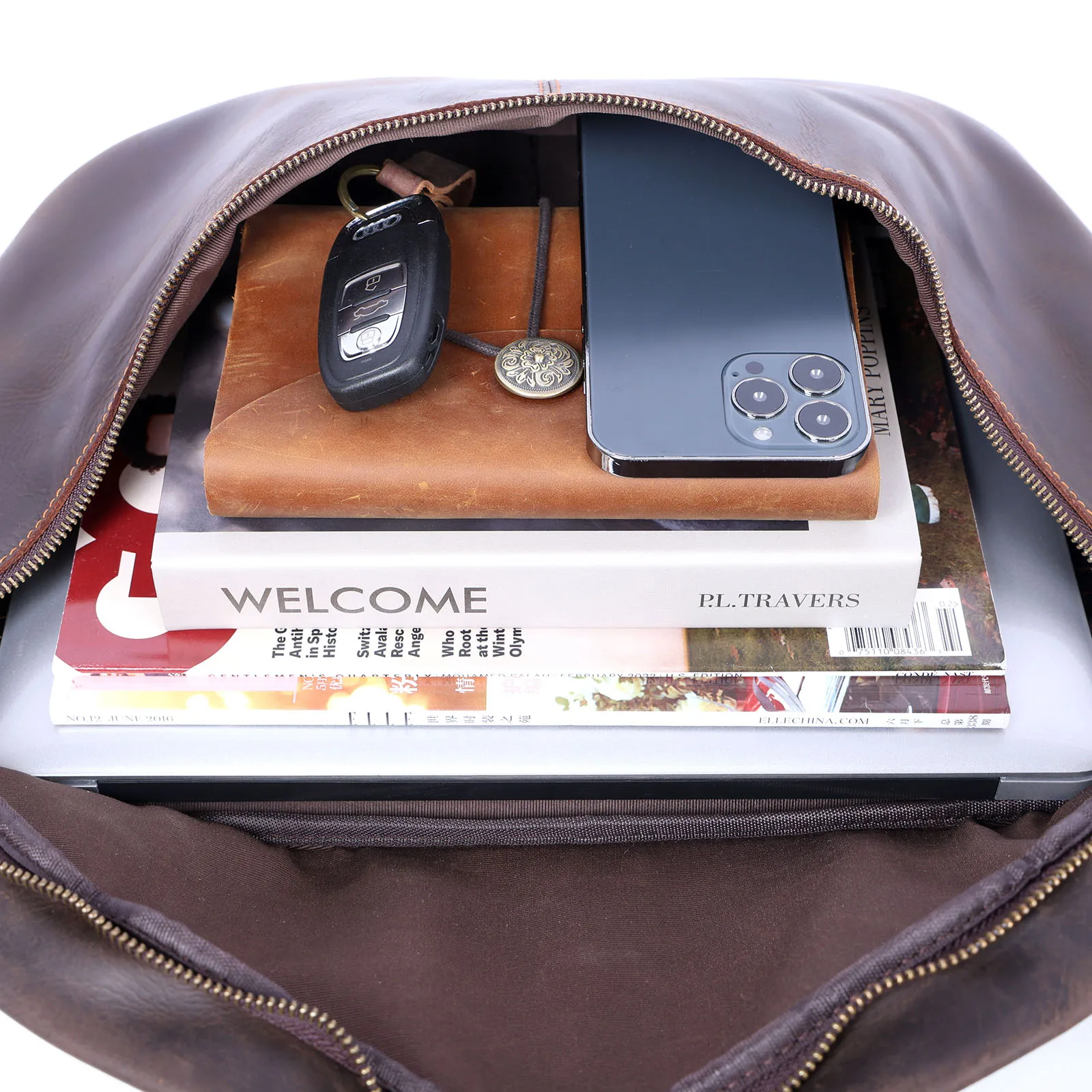 S.worker Vintage-Umhängetasche aus echtem Leder für Herren, große Kapazität, Brusttasche aus Vollnarbenleder, 14-Zoll-Crossbody-Tagesrucksack – Detail 13