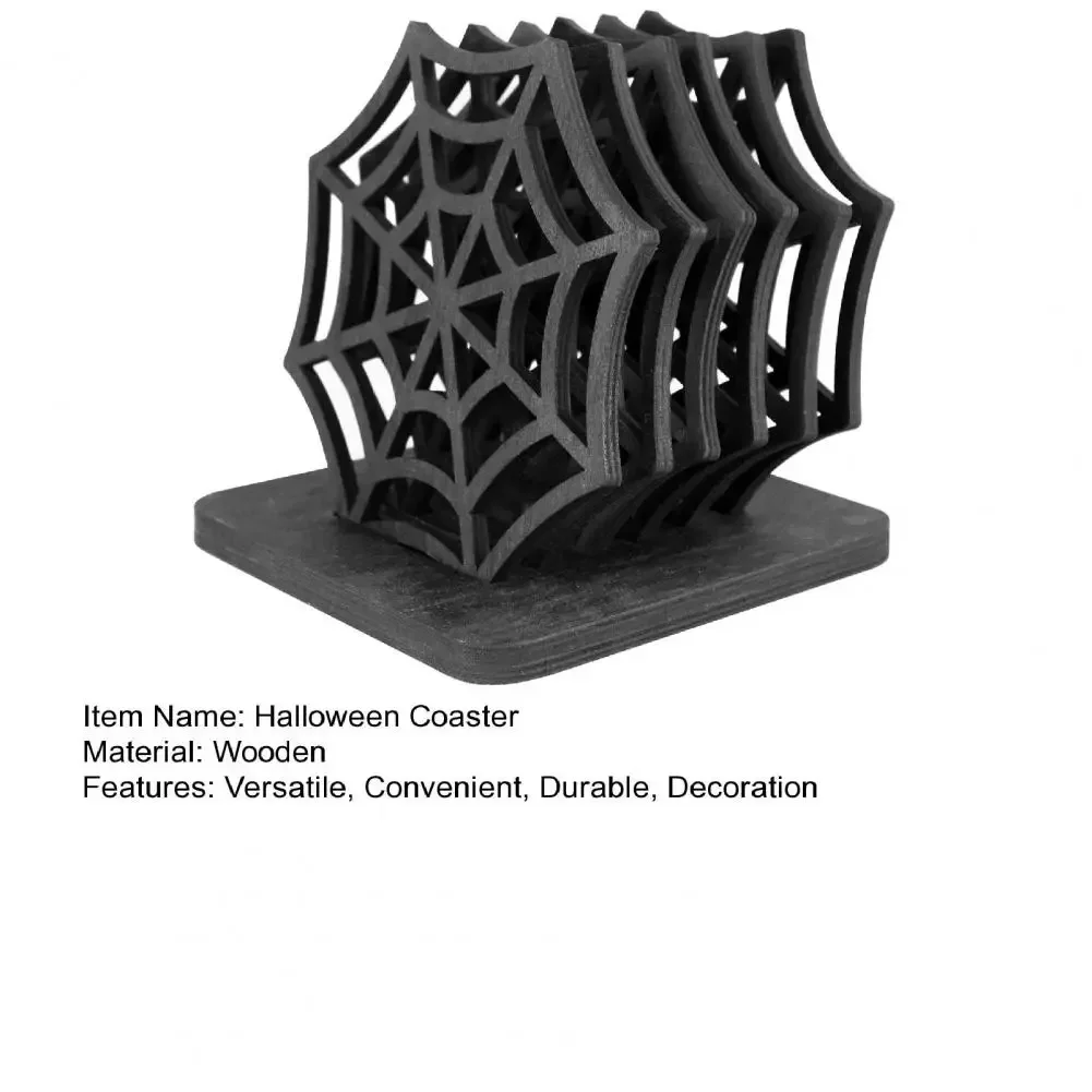 6PC Halloween Coaster Halloween Table Decor Spooky Spider Web Coasters Festive Halloween Table Placemats for Home Decoration Set