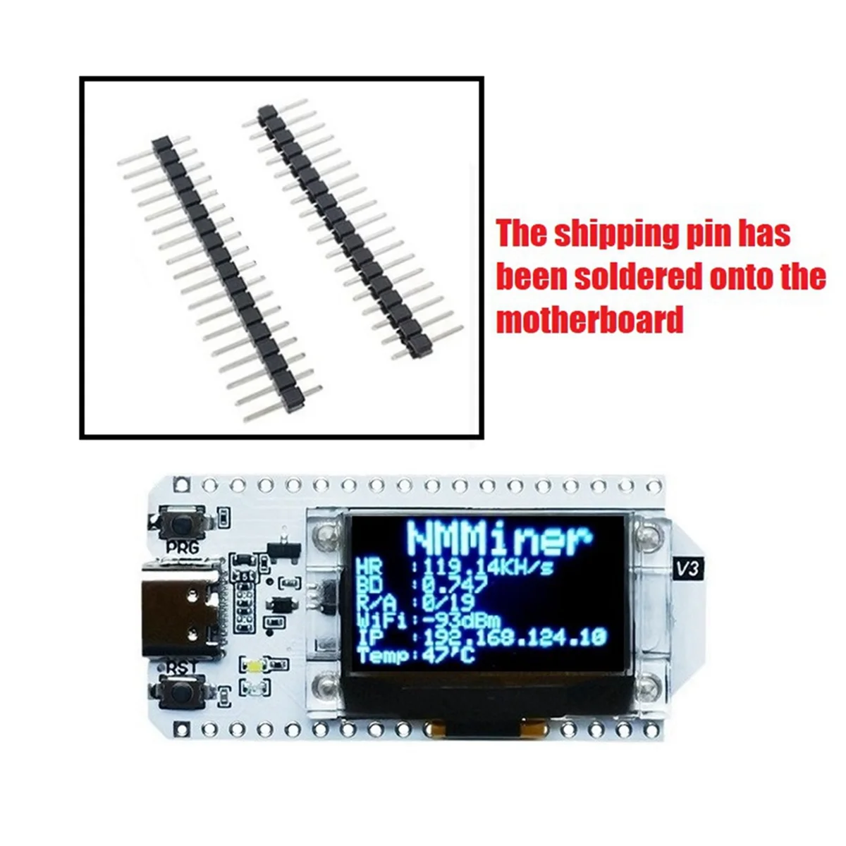 For Nerdminer 119KH/S Hash Rate 0.96In OLED Screen Bitcoin Solo Miner Nerd Miner BTC Lottery Miner Soldering Pin Header