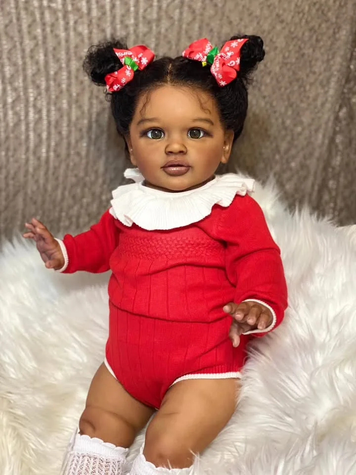 St.Store 66 cm bereits bemalte, fertige Puppe, wiedergeborenes Kleinkind, dunkle Haut, Pippa, riesige Babygröße, beliebte lebensechte Soft-Touch-Kunstpuppe