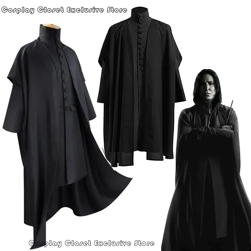 

Robe Magic Wand Professor Severus Snape Cosplay Costume Harrypott School Black Cloak Shirts Suits Halloween Party For Men Women