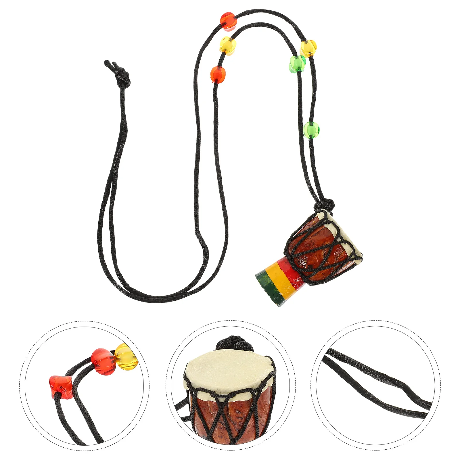 

Miniature Wooden Handmade African Drum Metal Rings Tuning Vertical Ropes Music Decorative Gift for Desktop