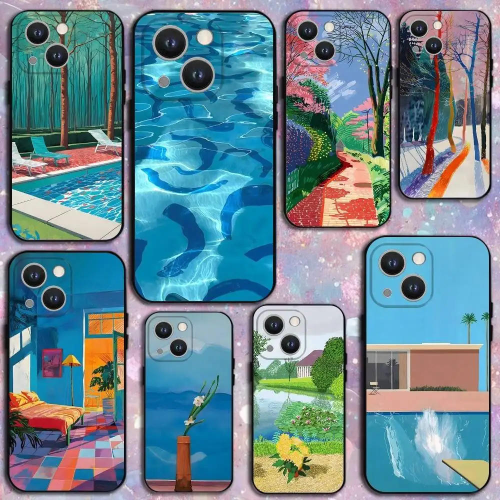 

David Hockney Art Phone Case For iPhone 17,16,15,14,13,12,11 Plus,Pro Max,XS,X,XR,SE,Mini,8,7,Soft Silicone Black Cover
