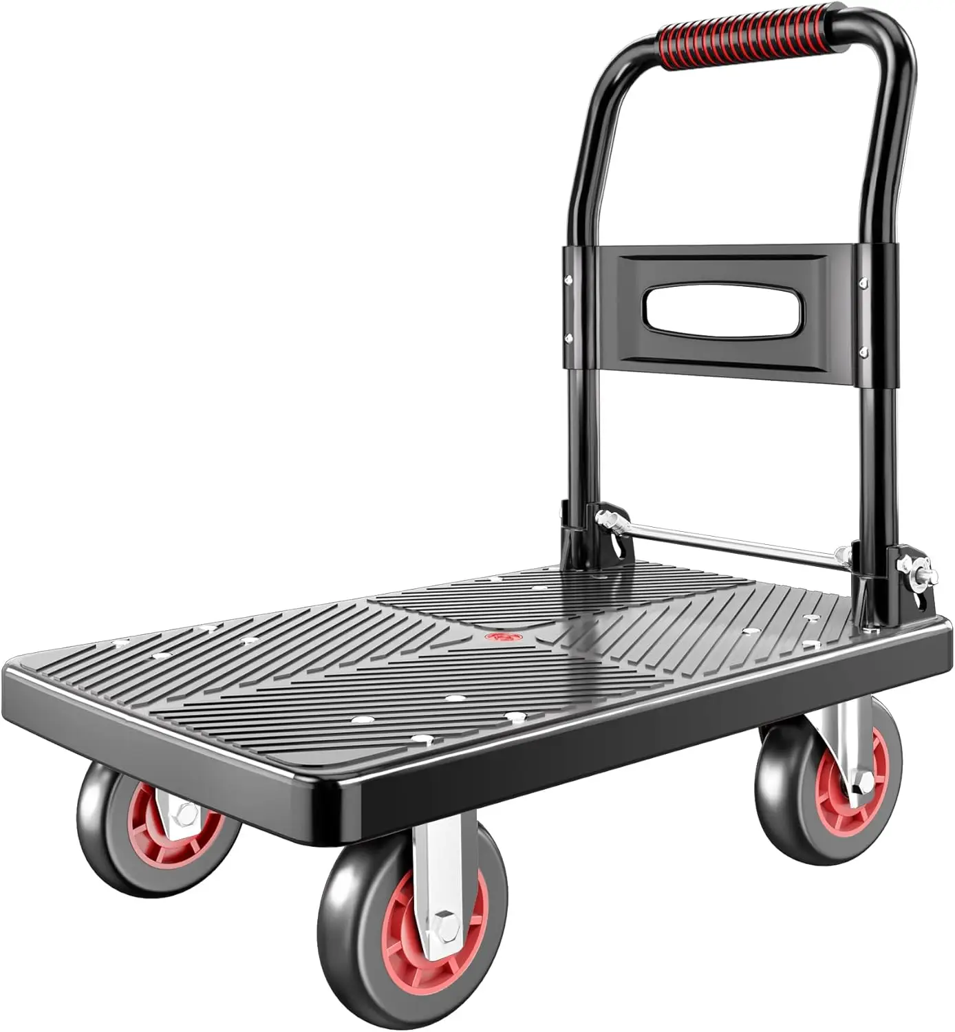 

Складная тележка-платформа для тяжелых грузов с грузоподъемностью 300 кг, бесшумными колесами TPR 4 дюйма для легкого перемещения и хранения