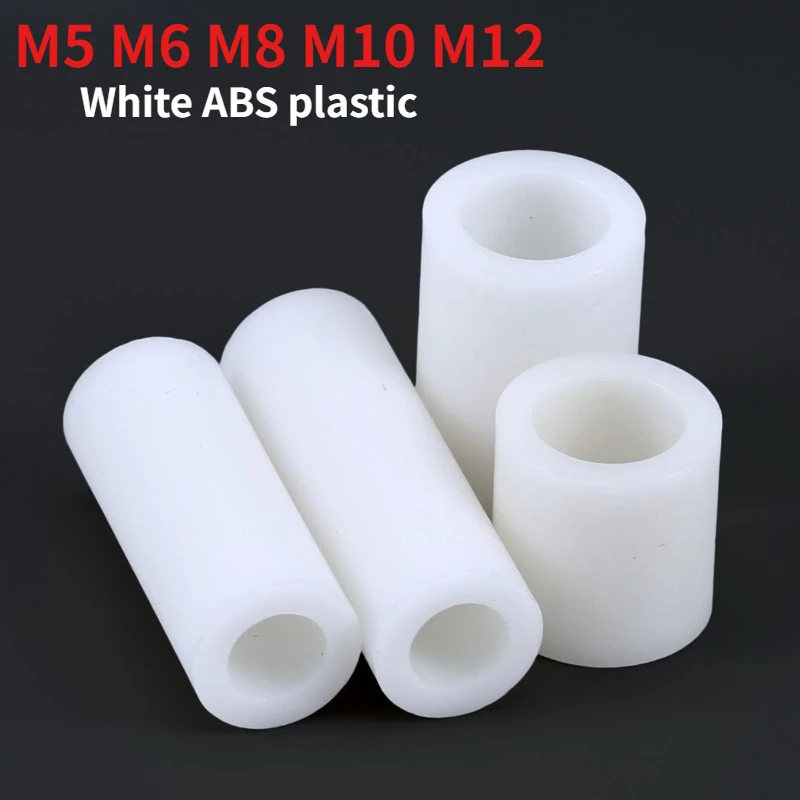 5/10pcs M5 M6 M8 M10 M12 White ABS Hollow Round Spacer Plastic Isolation Bushing PCB Round Standoff Length: 2–50 mm