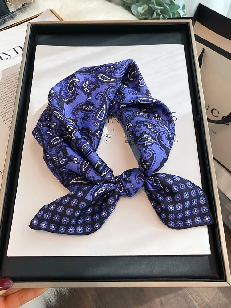 多用途パープルシルクスカーフ-00-桑絹ツイル-小さな正方形-レディース-おしゃれ-スタイリッシュ-ネックウォーマー-多機能スカーフ