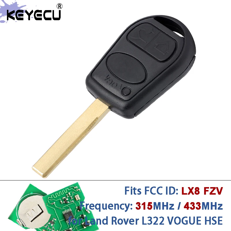KEYECU 315MHz/ 433MHz ID44 Chip FCC ID: LX8 FVZ Fernbedienungsschlüssel für Land Rover L322 VOGUE HSE 2002 -2004 2005 2006 2007 2008