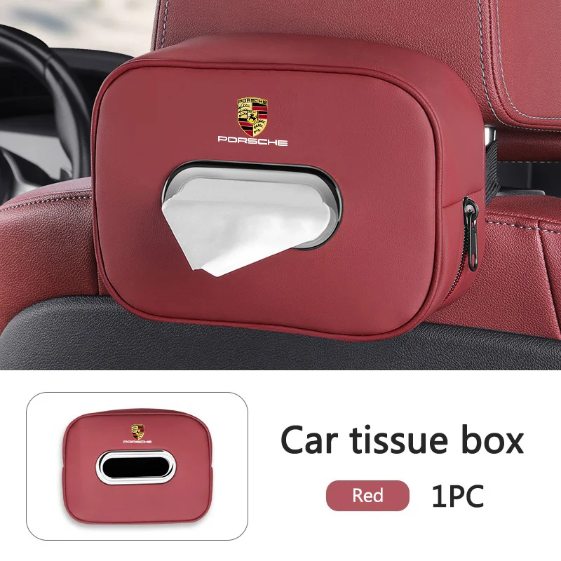 New Car Interior Tissue Storage Bag Accessories Toilet Paper Organizer For Porsche Panamera Taycan 911 718 Macan Cayenne Boxster