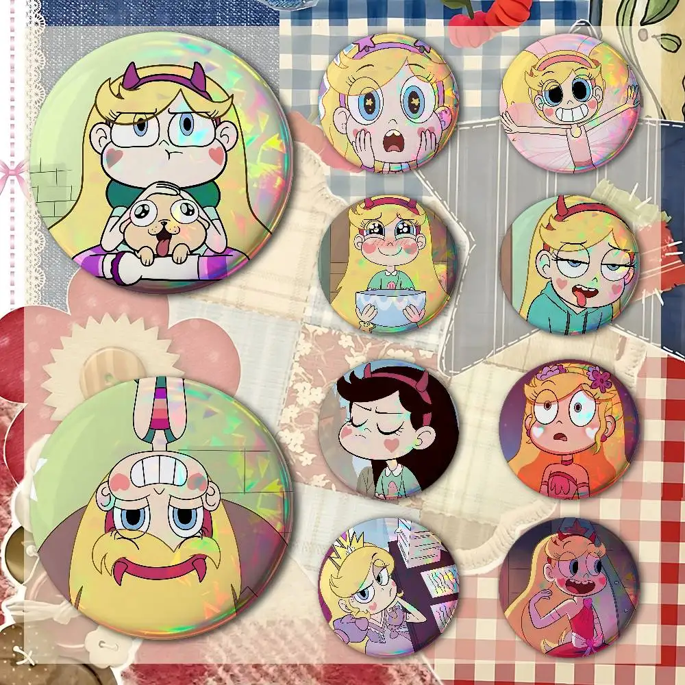 Star Vs The Forces Of Evil Badges Fashion New Hip Hop Versatile Round Metal Badge Cartoon Pin Gift Wholesale