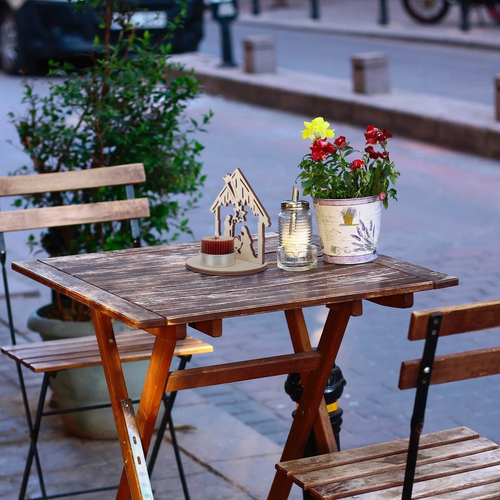 

6 Pcs Wooden Holder Candleholder Decor Decorations Creative Iron Candlestick Holders Christmas