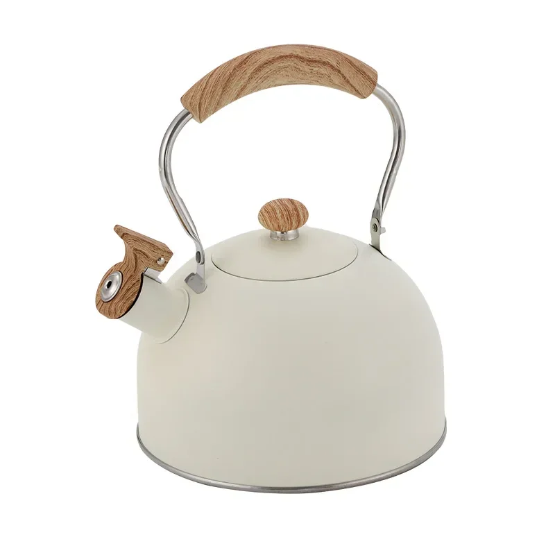 Stainless Steel Water Kettle with Handle Heat Insulation 2.5 Liters Whistle Flat Bottom Hard Kettle Tea Coffee Outdoor Cookware