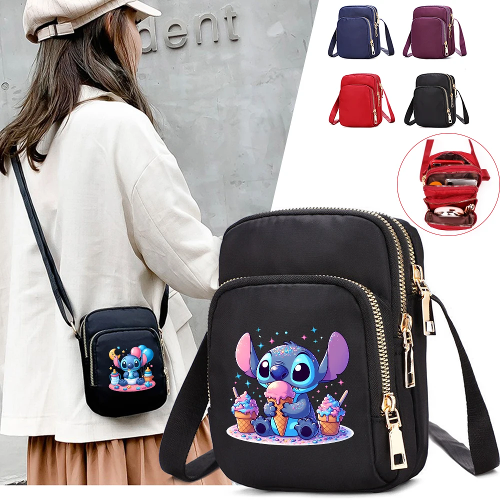 

Lilo Stitch Women Shoulder Bags Cell Phone Purse Crossbody Shoulder Strap Handbag Female Girls Bags Teenagers Underarm Bag Gift
