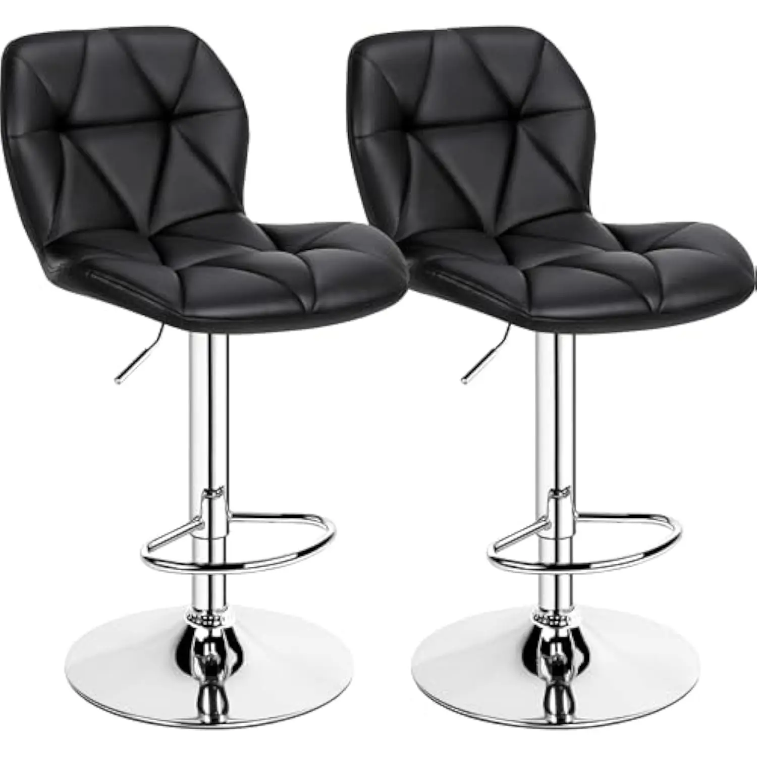 

Bar Stools Set of 2, Modern Adjustable Kitchen Island Chairs, Black PU Leather Swivel Counter Stools for Bar, Kitchen Counter,