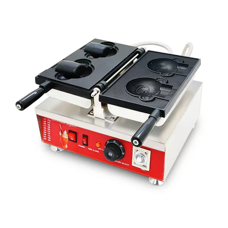 Cute Bear Waffle Maker Commercial & Home Use Stainless Steel 1.6KW Ideal for Bubble Tea Shops Afternoon Tea and Ice Cream Parlor