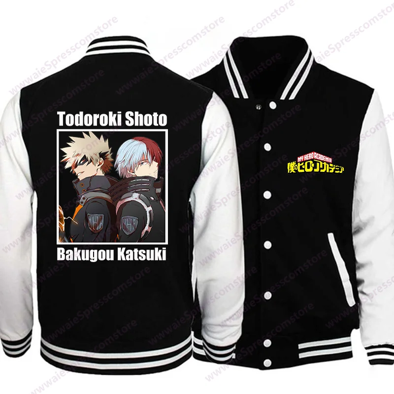 Anime Todoroki Shoto Bakugou Katsuki Graphic Print Baseball Shirt Youth Fashion Street Autumn High Quality Sweatshirt Top