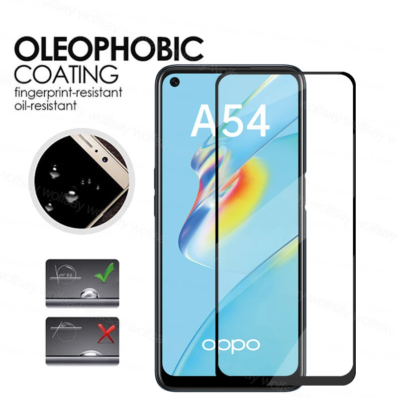 OPPO A54 용 9H 강화 유리 OPPO A54 용 화면 보호기 유리 OPPO A54 용 전체 접착제 보호용 전화 필름 카메라 렌즈 필름