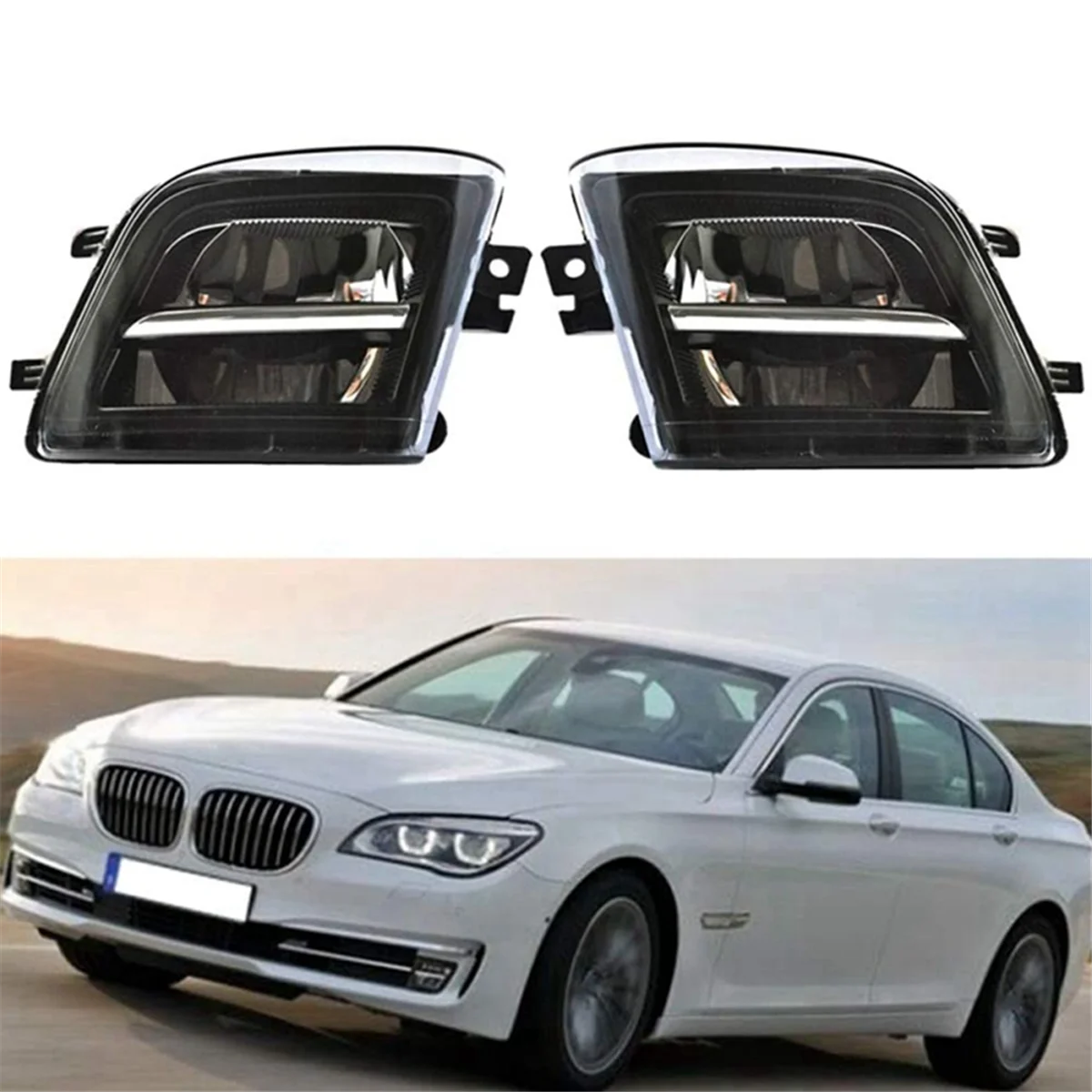 1Pair Car Front Bumper Fog Light(LH+RH) for BMW 7 Series F01 F02 F03 2011-2015 63177311287 63177311288 Front Fog Lamp