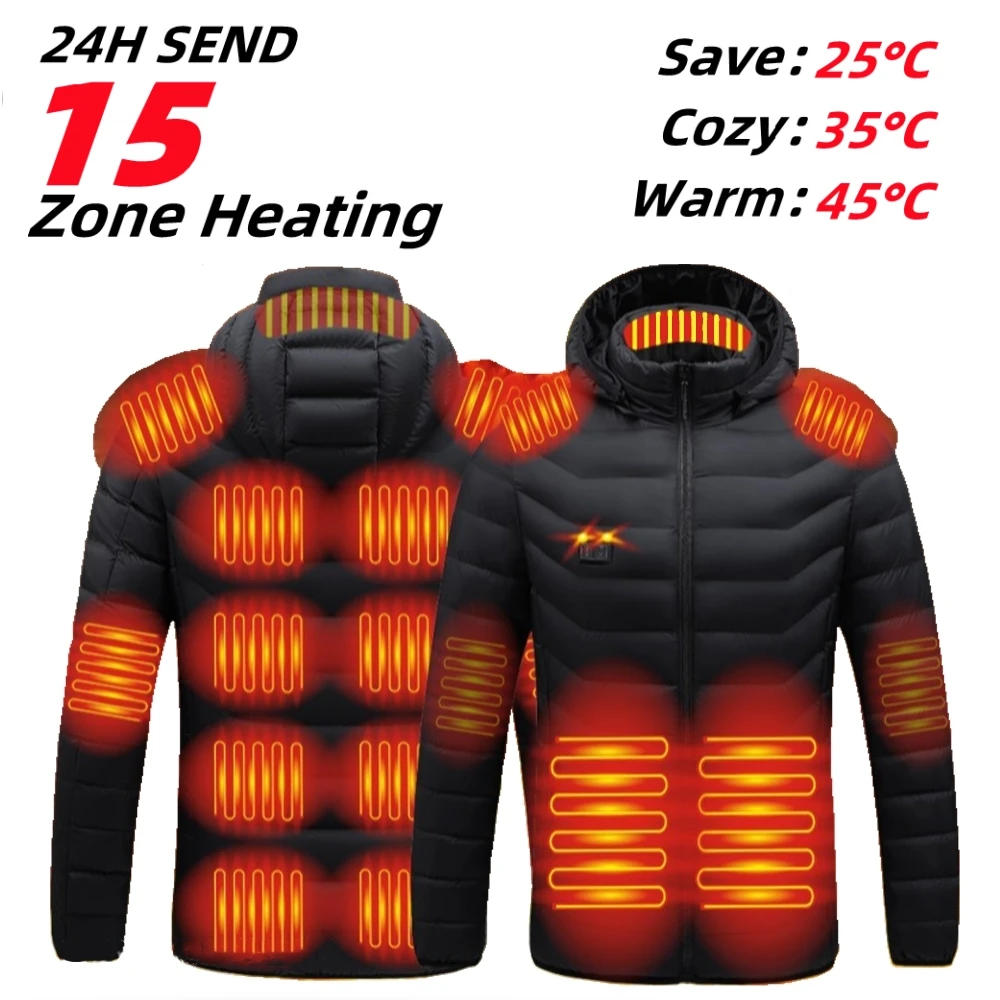 

15 Area Heated Jacket Men Women Smart Vest Autumn Winter Cycling Warm USB Electric Heated Outdoor Sports Vests For Hunting Ski