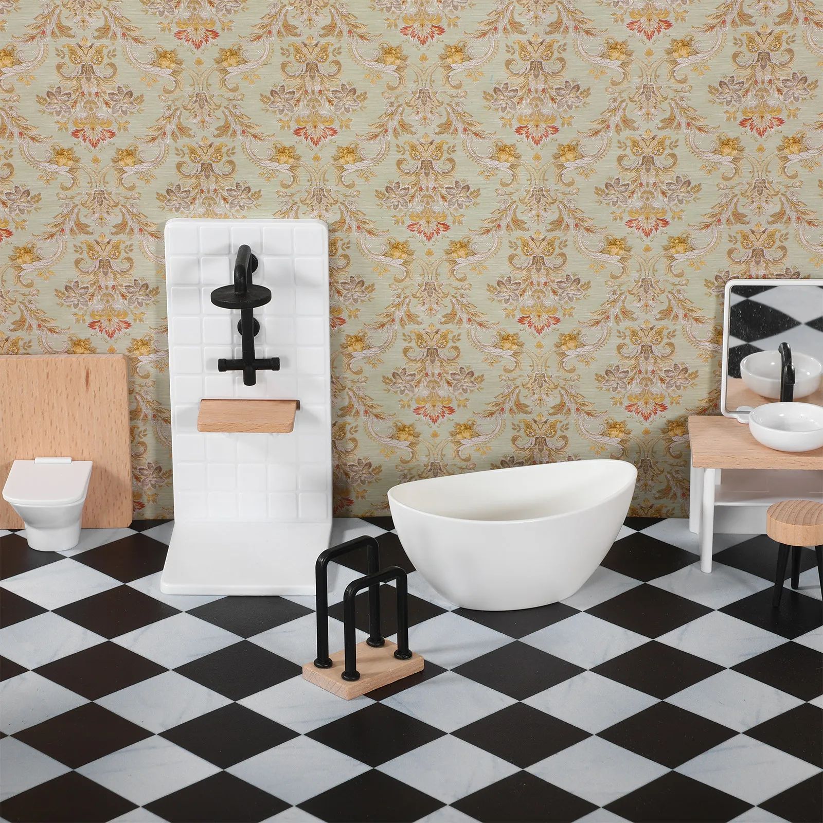 1Sheet Peel and Stick Mini House Wallpaper Sticker for Dollhouse Wall Decoration Smooth Surface Application Room