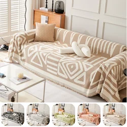 Chenille Sofa Throw Blanket with Tassel Bohemia Universal Sofa Covers Cats Dogs Sofa Protector Picnic Travel Office Blanket