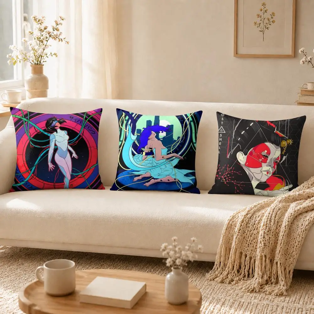 G-Ghost In The S-Shell Cushion Cover Soft Short Plush Double-Sided Printing Home Decor Cozy Sofa Pillow Case Fine Gift