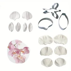 Orchid Flower Butterfly Orchid Fondant Flower Mould Cake Decration Tool Petal Petal Silicone Mould & Stainless steel Cutter Set