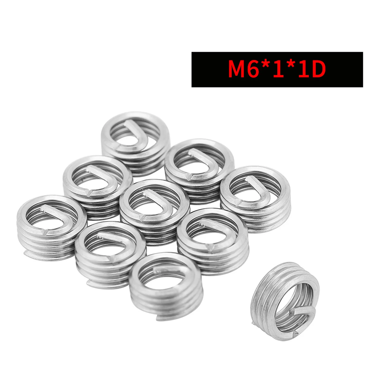 Screw Thread Insert Stainless Steel Coiled Wire Helical Screw Thread Inserts M6 x 1.0 x 1D Length Thread Repair Insert
